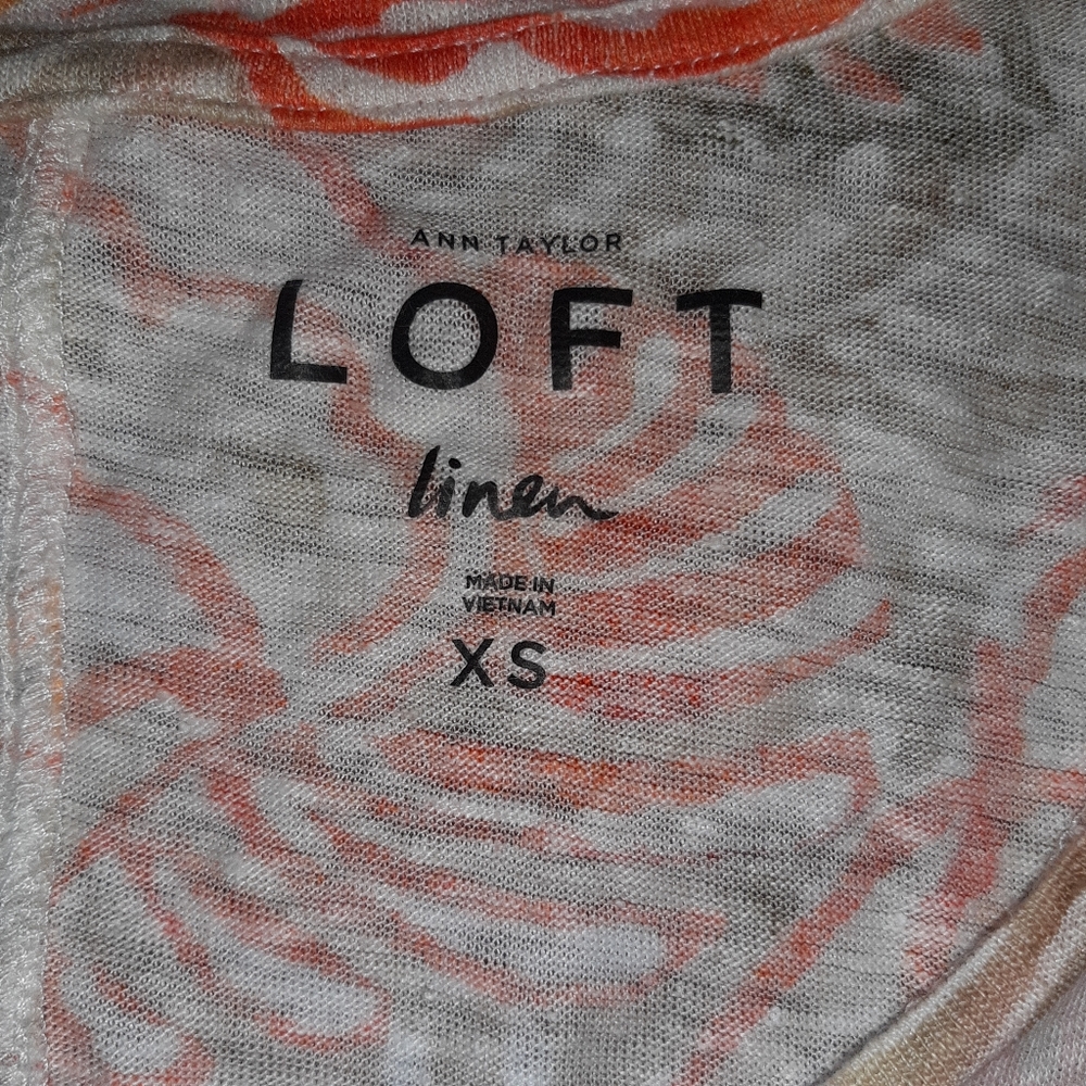 Linen Ann Taylor Loft Top Size XS ORANGE FLORAL PRINT ☆ - Picture 10 of 11